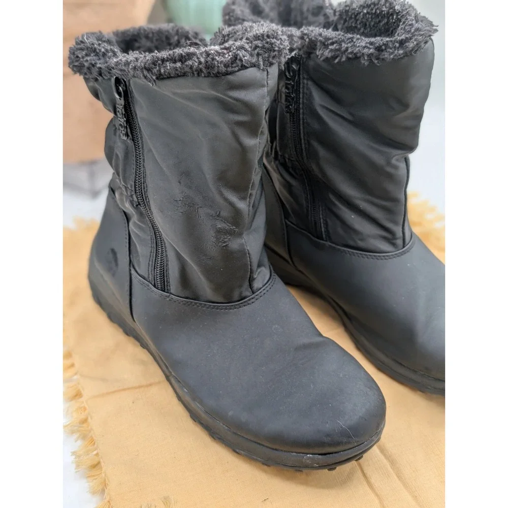 Totes Rikki Women's Winter Boots Size 9M Black Waterproof Dual Zip Faux Fur...
